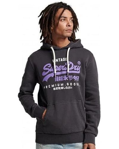 Superdry Vintage VL Prem Good OD Hood M2012985A Bison Black M Hombre - Azul