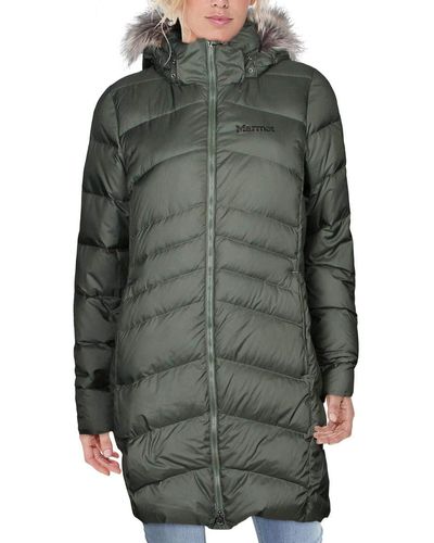 Marmot Montreal Mid-thigh Length Down Puffer Coat - Green