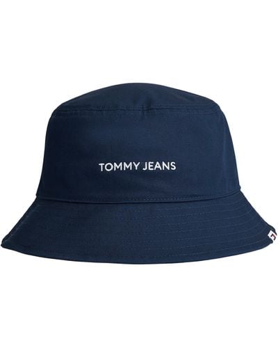 Tommy Hilfiger Tjm Linear Logo Bucket Hat Cappelli - Blu