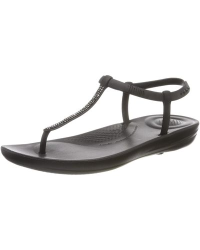 Fitflop Iqushion Splash Sparkle T-bar Sandals - Black