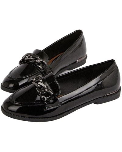 Dorothy Perkins Leila Slip-on Chain Design Pu Patent Leather Loafer - Black