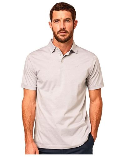 Hackett Grey Micro Striped Polo Shirt - White