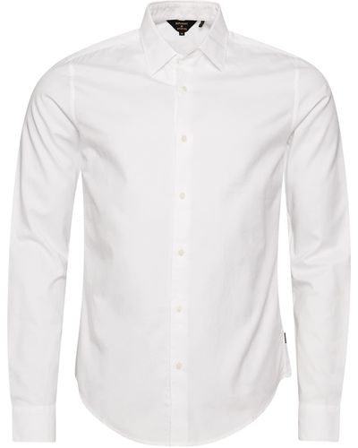 Superdry Studios Cotton Twill Shirt M4010672A Optic S Hombre - Blanco