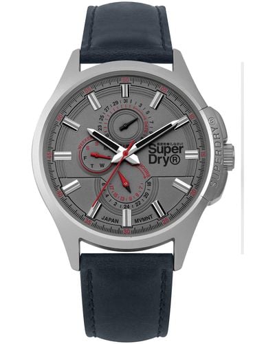 Superdry Multi Zifferblatt Quarz Uhr mit Leder Armband SYG258U - Grau