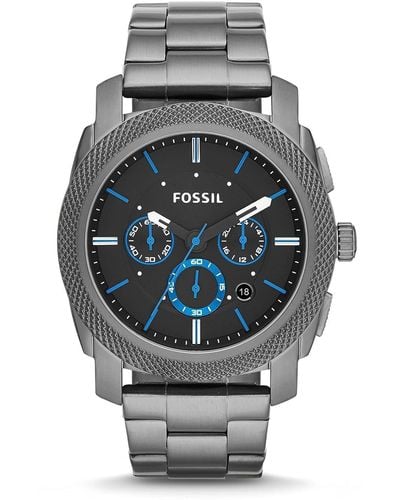 Fossil Machine Quartz Stainless Steel Chronograph Watch, Color Gray (model: Fs4931) - Multicolor