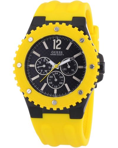 Guess Horloge Xl Overdrive Multifunctioneel Analoog Kwarts Siliconen W11619g5 - Geel