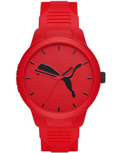 PUMA Reset Driehands Rode Polyurethaan Horloge - Meerkleurig