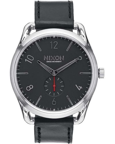 Nixon Erwachsene Digital Uhr mit Leder Armband A465-008-00 - Schwarz