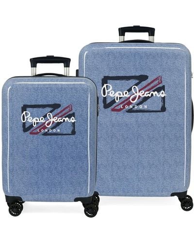 Pepe Jeans Digital Set di valigie blu 55/68 cm rigida ABS chiusura a combinazione laterale 104 l 6 kg 4 ruote doppie attrezzature a mano
