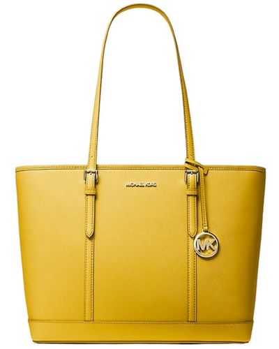 Michael Kors Jet Set Saffiano Large Leather Tote Bag - Yellow