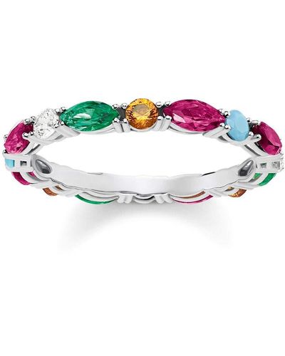 Thomas Sabo Ring Colourful Stones 925 Sterling Silver Tr2185-477-7 - Metallic