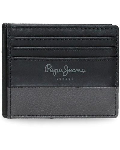 Pepe Jeans Dual Card Holder Black 9.5 X 7.5 Cm Leather