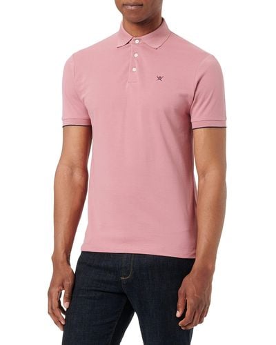 Hackett Stripe Clrband Ss Polo Shirt - Pink