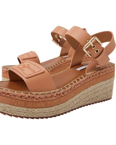 Pepe Jeans Witney Brand Wedge Sandals - Brown