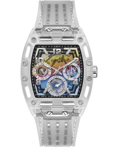 Guess Clear Strap Rainbow Dial Clear - White