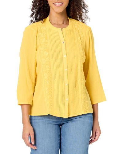 Tommy Hilfiger Long Sleeve Pintuck Blouse - Yellow