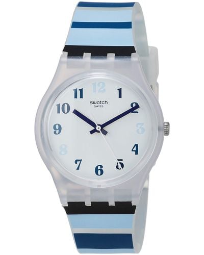 Swatch Erwachsene Analog Quarz Uhr mit Silikon Armband GE275 - Mehrfarbig