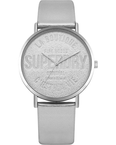 Superdry Analog Quarz Uhr mit Leder Armband SYL251S - Grau