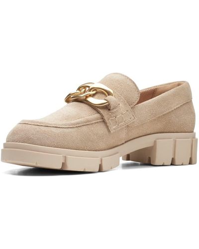 Clarks Teala Trim Suede Shoes In Standard Fit Size 51⁄2 Beige - Natural