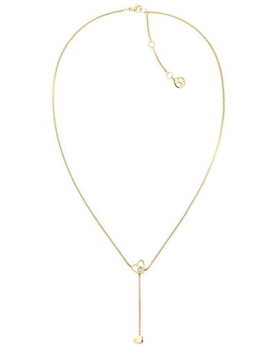 Tommy Hilfiger 2780672 Jewelry Ionic Gold Stainless Steel With Crystal Pendant Necklaces Color: Gold Plated - White