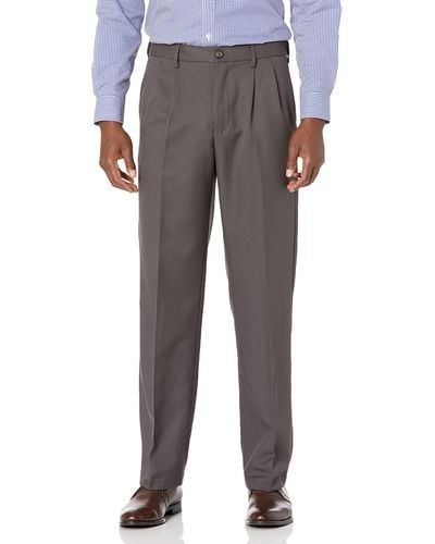 Amazon Essentials Pantalon Habillé à Pinces à Taille Ajustable Coupe Classique - Gris