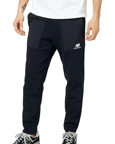 New Balance Athletics Quilted Fleece Plüsch Hose - MP23502, Schwarz , L - Blau