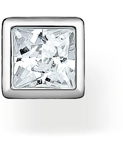 Thomas Sabo Orecchino singolo in argento con pietra bianca quadrata H2256-051-14 - Bianco