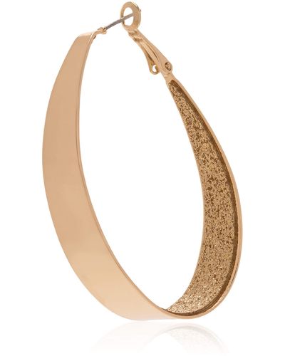 Guess Large Oval Glitter Gold Hoop Earrings - Metallic