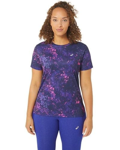 Asics All Over Print Ss Top - Blue