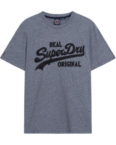 Superdry Vintage T-Shirt mit Logo-Stickerei Frost Marineblau Gesprenkelt XXXL