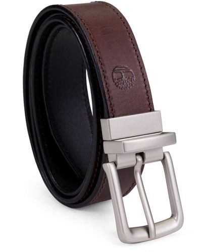Timberland Classic Leather Belt Reversible From Brown To Black - Noir