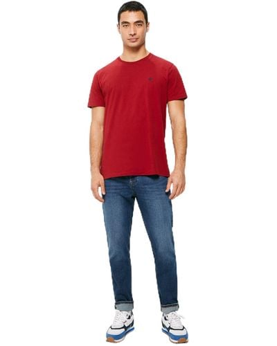 Springfield Jeans Slim Straight Lavado Medio Oscuro Pantalones Vaqueros - Rojo