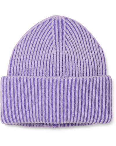 The Drop Bliss Two-tone Ribbed Beanie - Purple