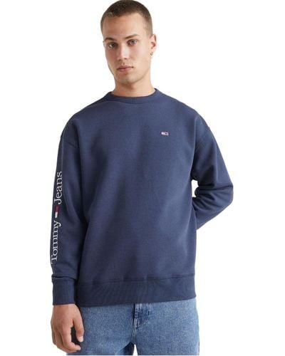 Tommy Hilfiger Tjm Reg Linear Placement Crew Sweatshirts - Blue