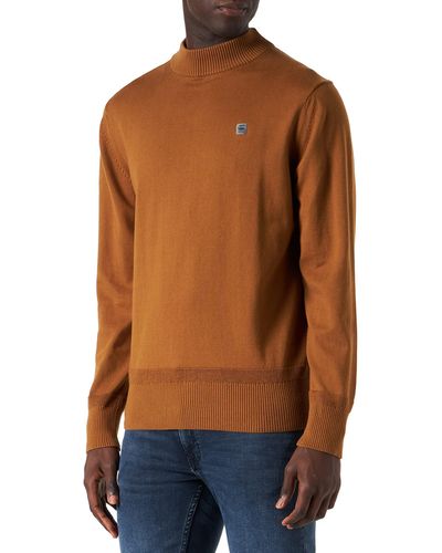 G-Star RAW Premium Core Mock Knit Pullover Sweater - Oranje
