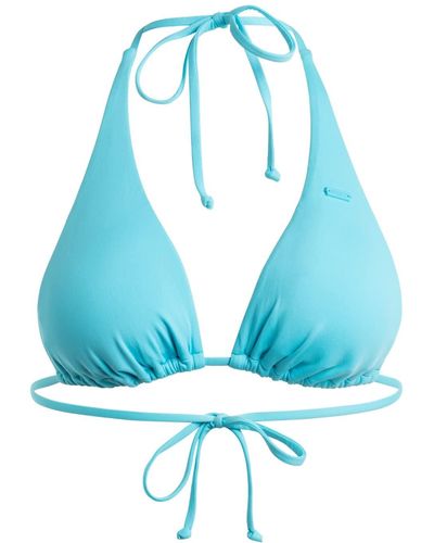 Roxy Tiki Tri Bikini Top for - Haut de Bikini Triangle allongé - - M - Bleu