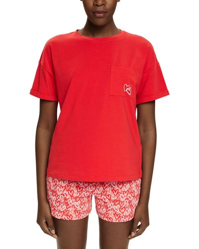 Esprit Pyjama-Set mit Herzprint - Rot