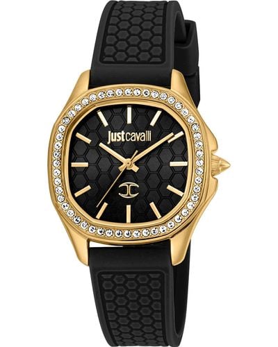 Just Cavalli Analog Quarz Uhr mit Silikon Armband JC1L263P0025 - Schwarz