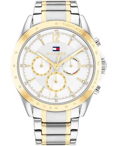 Tommy Hilfiger 1782555 Stainless Steel Case And Link Bracelet Watch Color: Two Tone - White