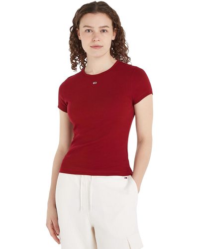 Tommy Hilfiger Tjw BBY Essential Rib Ss S/S Strickoberteile - Rot