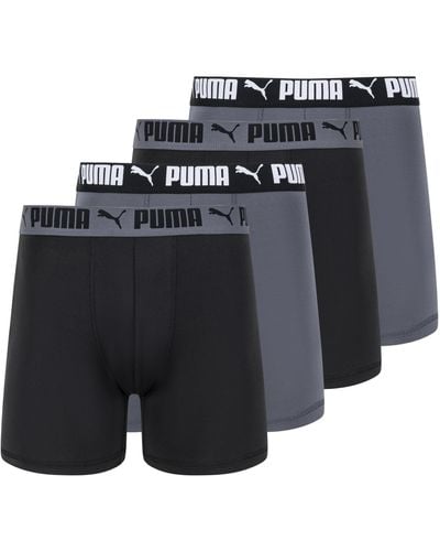 PUMA 4 Pack Active Stretch Boxer Briefs - Black