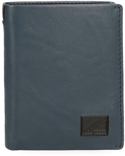 Pepe Jeans Marshal Vertical Wallet With Purse Blue 8.5 X 10.5 X 1 Cm Leather