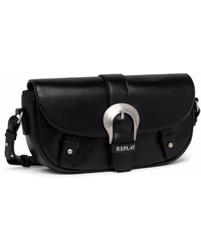 Replay Women's Shoulder Bag With Adjustable Handle - Black