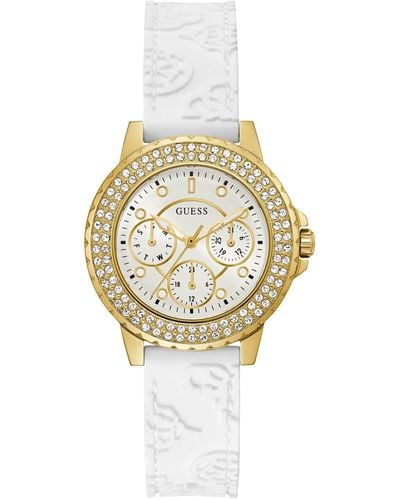Guess Gw0411l1 Ladies Crown Jewel White Watch - Metallic