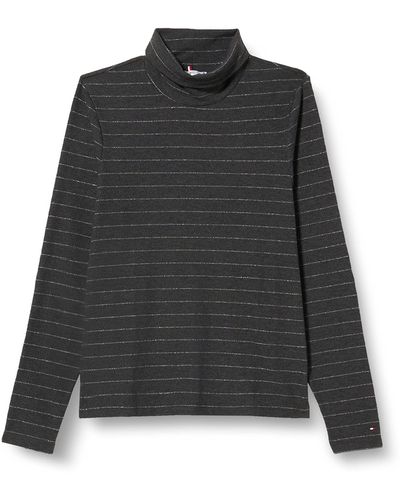 Tommy Hilfiger Slim Rib High-nk Ls L/S Strickoberteile - Schwarz