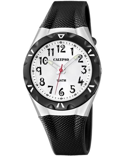 Calypso St. Barth Quartz Watch With White Dial Analogue Display And Black Plastic Strap K6064/2 - Multicolour