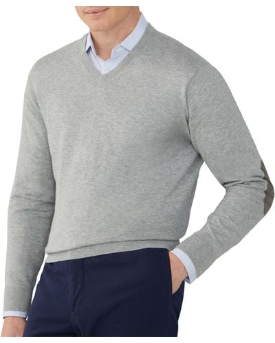 Hackett Cotton Cashmere V Neck Knitwear - Grey