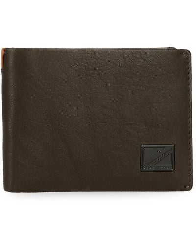 Pepe Jeans Marshal Horizontal Wallet With Purse Brown 11 X 8 X 1 Cm Leather - Black