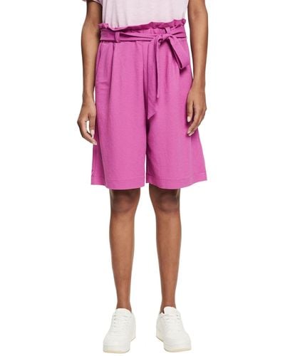 Esprit Shorts im Paperbag-Stil mit Bindegürtel - Pink