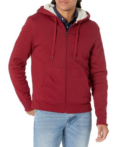 Amazon Essentials Sherpa Lined Full-Zip Hooded Fleece Sweatshirt Felpa - Rosso